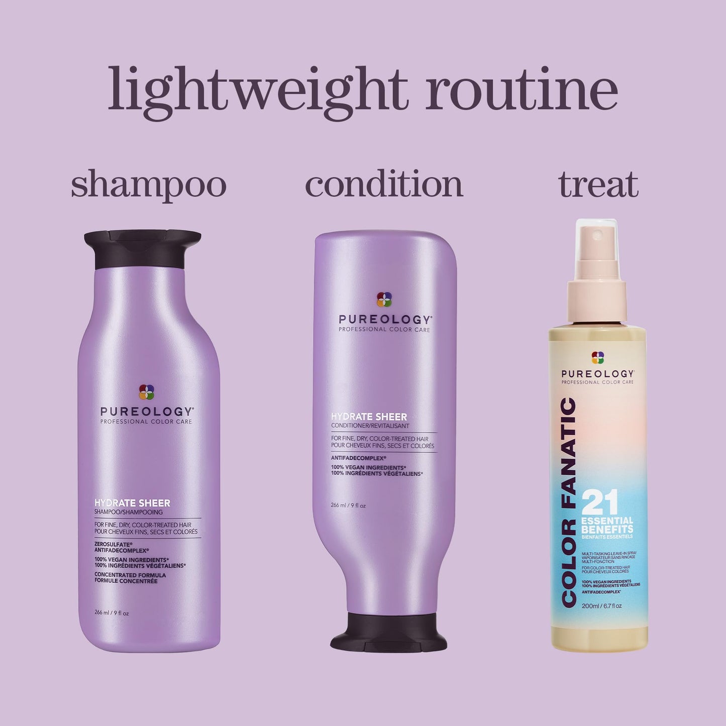 Pureology Hydrate Sheer Conditioner - Lightweight Hydrating Conditioner For Fine or Dry Color-Treated Hair, Silicone-Free & Vegan