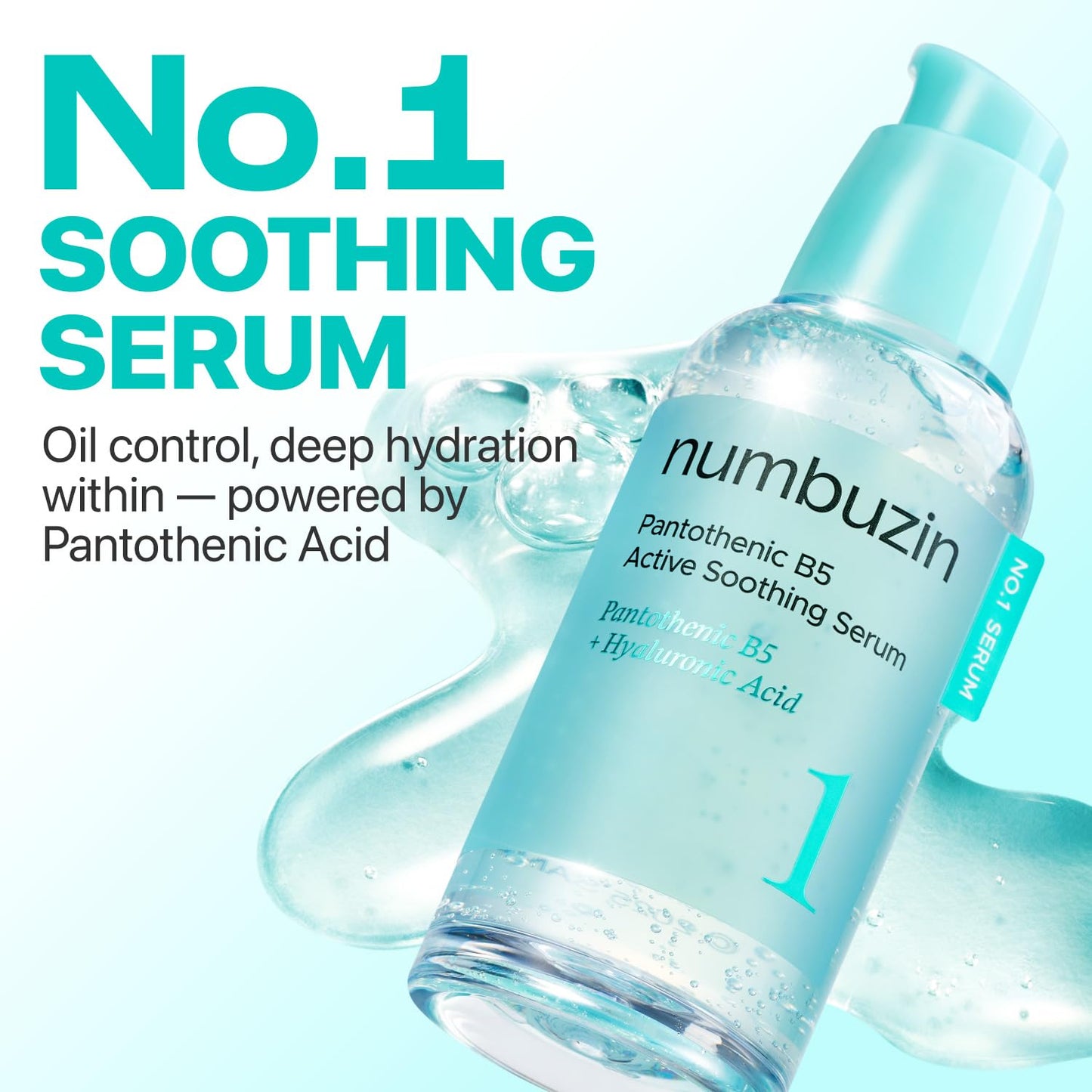 numbuzin No.1 Serum | Pantothenic B5 Active Soothing Serum | Soothing, Hydrating | Pantothenic Acid, Niacinamide | Excess Oil Control, Reduces Breakouts, Acne | Oily, Acne-Prone Skin | 1.69 fl. oz.