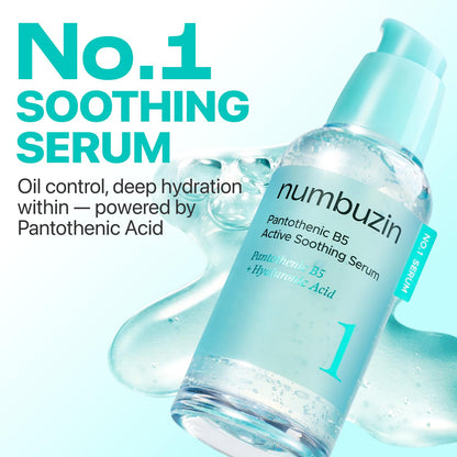 numbuzin No.1 Serum | Pantothenic B5 Active Soothing Serum | Soothing, Hydrating | Pantothenic Acid, Niacinamide | Excess Oil Control, Reduces Breakouts, Acne | Oily, Acne-Prone Skin | 1.69 fl. oz.