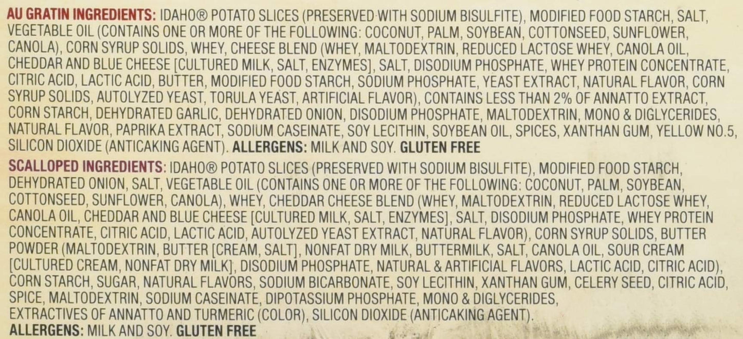 Idahoan Au Gratin and Scalloped Homestyle Casserole Potatoes, Made with Gluten-Free 100-Percent Real Idaho Potatoes, Combo Pack of 6 Boxes (5 Servings Each)