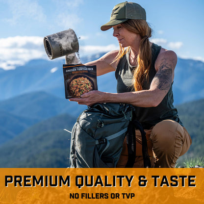 Peak Refuel Chicken Teriyaki Rice | 40g Protein | 580 Calories | 100% Real Meat | Premium Freeze Dried Backpacking & Camping Food | 2 Servings | Ideal MRE Survival Meal (2-Pack)