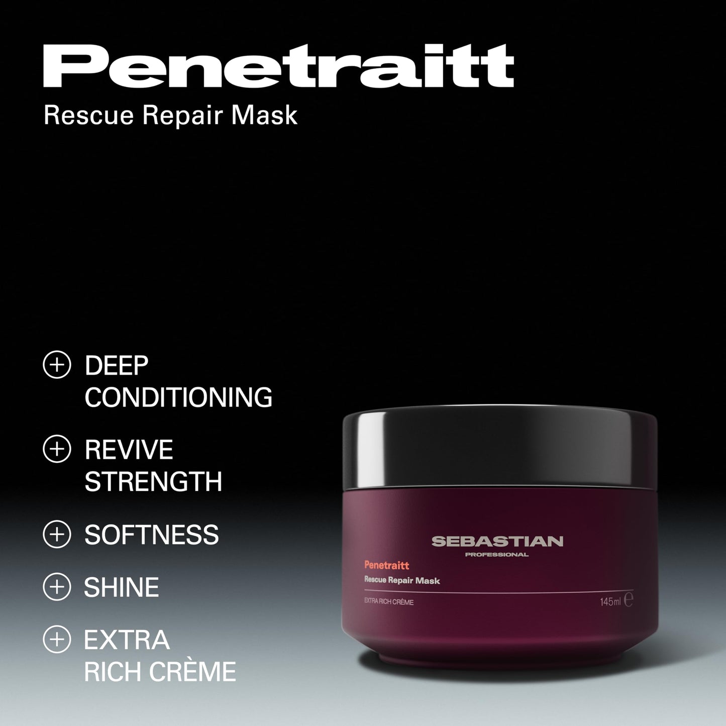 Sebastian Professional Penetraitt Rescue Repair Mask | For Damaged & Color Treated Hair | 4.9 fl oz | Packaging May Vary