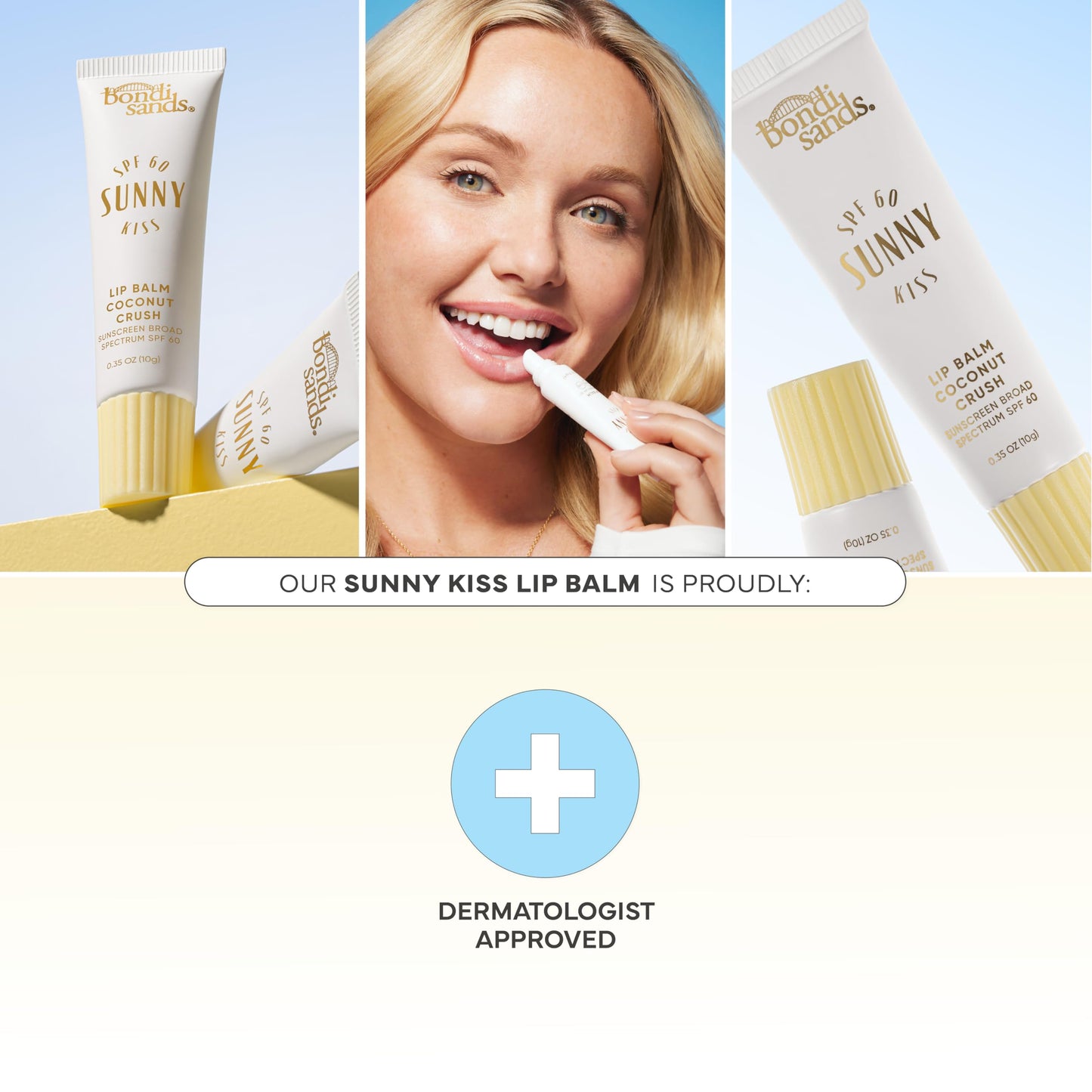 Bondi Sands Sunny Kiss SPF 60 Coconut Crush Lip Balm, Nourishing + Hydrating Broad Spectrum Sunscreen, Long-Lasting Protection, Glossy Finish, 0.3 Oz