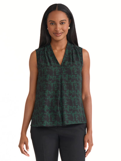 Kasper Women's Sleeveless V-Neck Printed Top