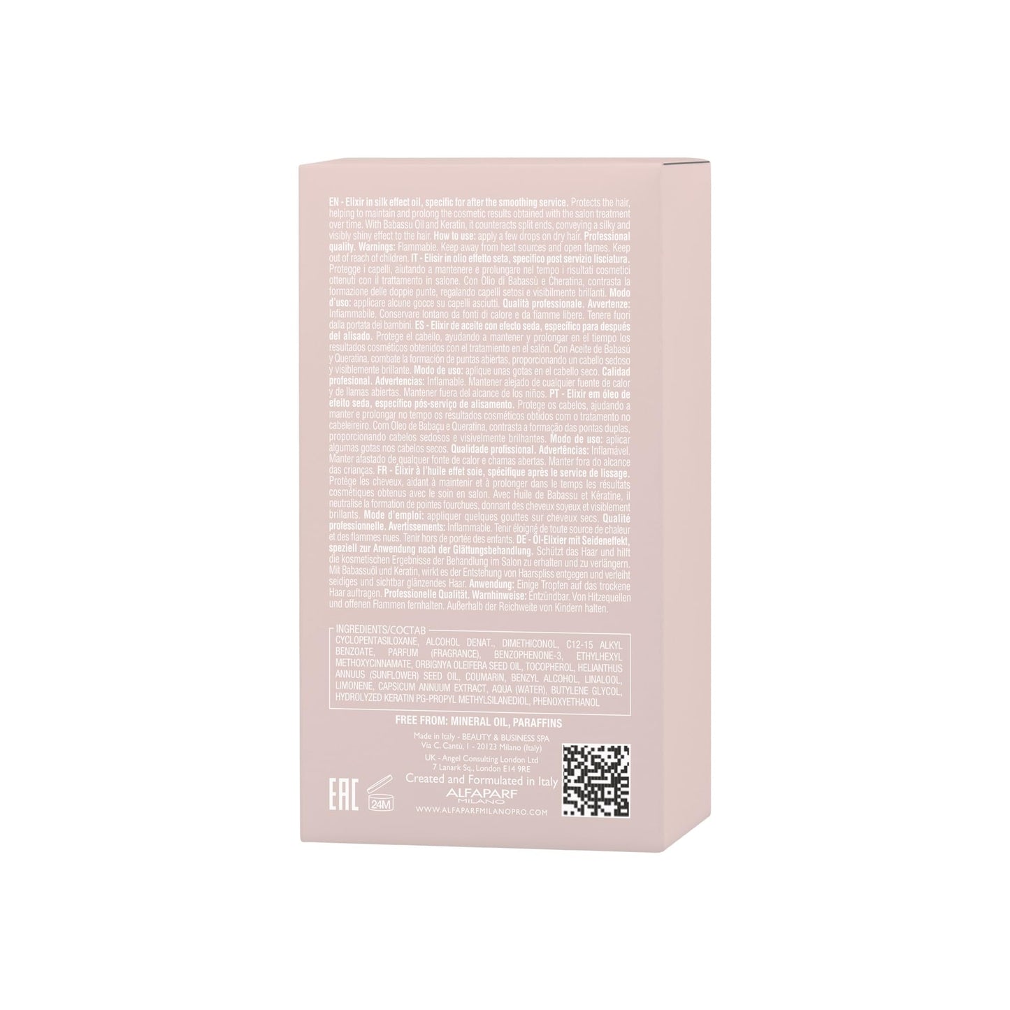 ALFAPARF MILANO Lisse Design Keratin Hair Oil for Frizz Control - Heat Protection - Anti-Frizz Keratin Therapy Hair Serum Treatment - Smooths, Protects, Adds Shine (1.69oz)