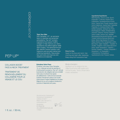 Colorescience Pep Up Collagen Renewal Face & Neck Treatment, Promotes Collagen and Elastin Production, 10 Peptides to Defend Against Signs of Aging