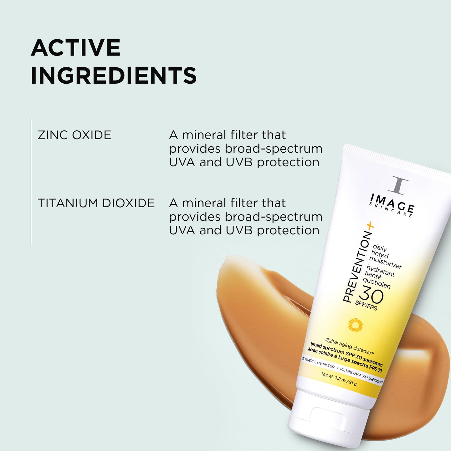 IMAGE Skincare, PREVENTION+ Daily Tinted Moisturizer SPF 30 Sunscreen, No White Cast, 3.2oz