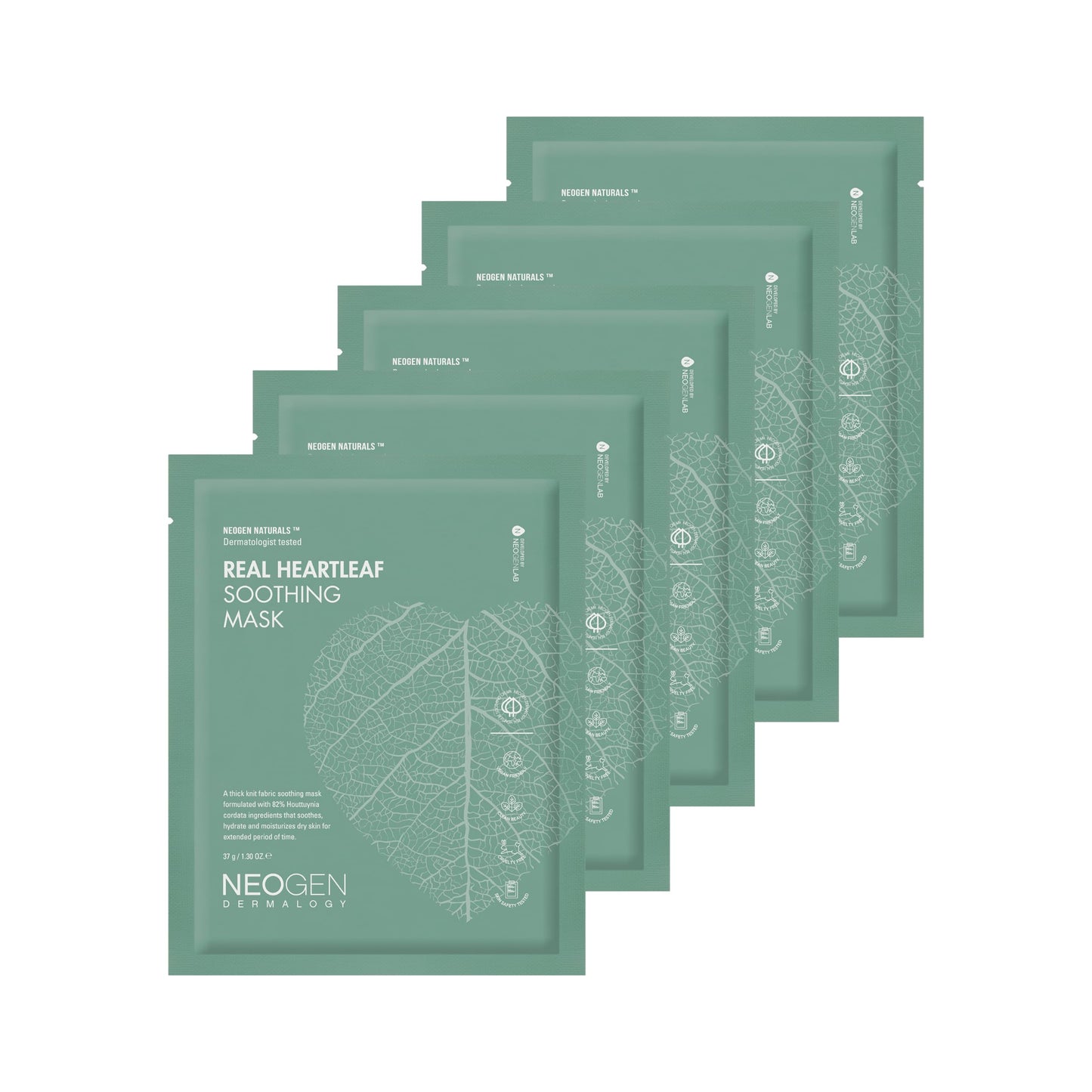 NEOGEN DERMALOGY REAL HEARTLEAF SOOTHING MASK (37g) 5EA…