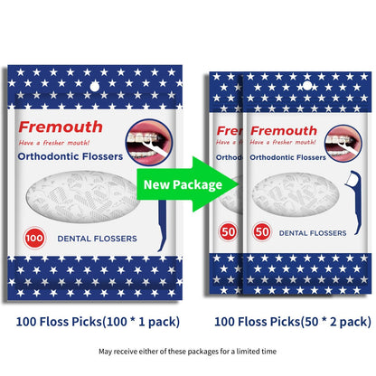 Upgraded Orthodontic Flossers for Braces - Ortho Dental Floss Picks, 50 Count (Pack of 2)