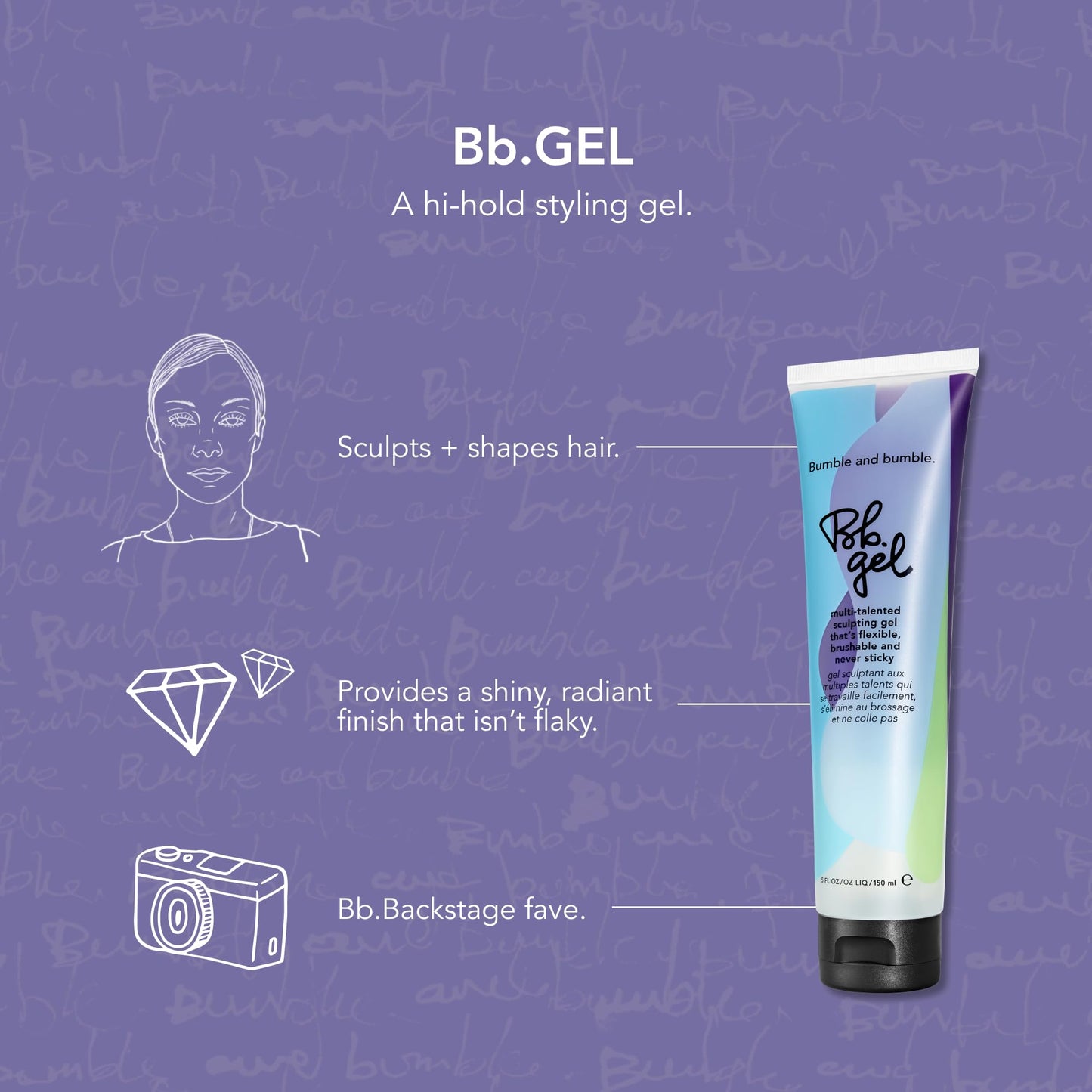 Bumble and bumble. Hair Gel Sculpting Medium | Flexible + Brushable |Adds Shine | Flake Free Finish| For All Curly, Wavy, Straight Hair Types, 5 Fl Oz