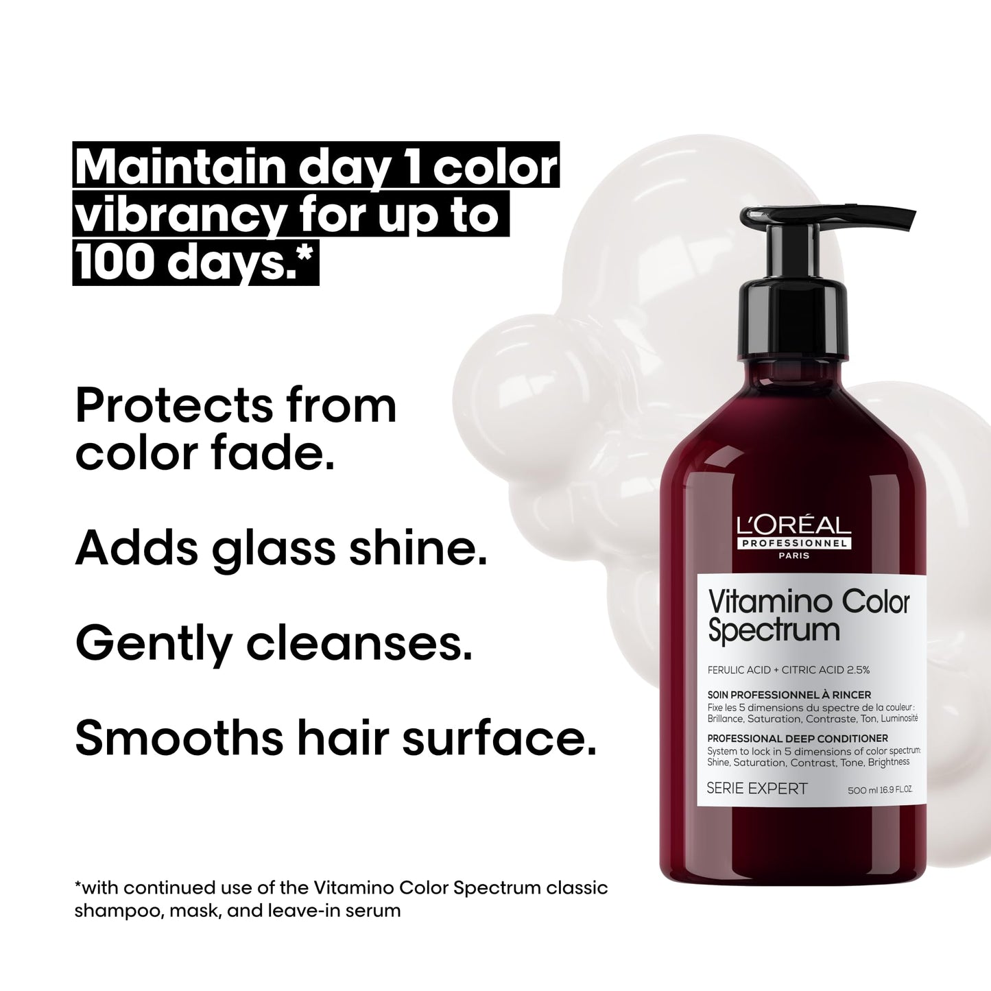 L'Oréal Professionnel Paris Vitamino Color Spectrum Deep Conditioner - Maintains Day 1 Vibrancy, Ultra High Glass Shine, Rich Vibrant Colors, Strengthens & Smoothens Hair, Color Toning