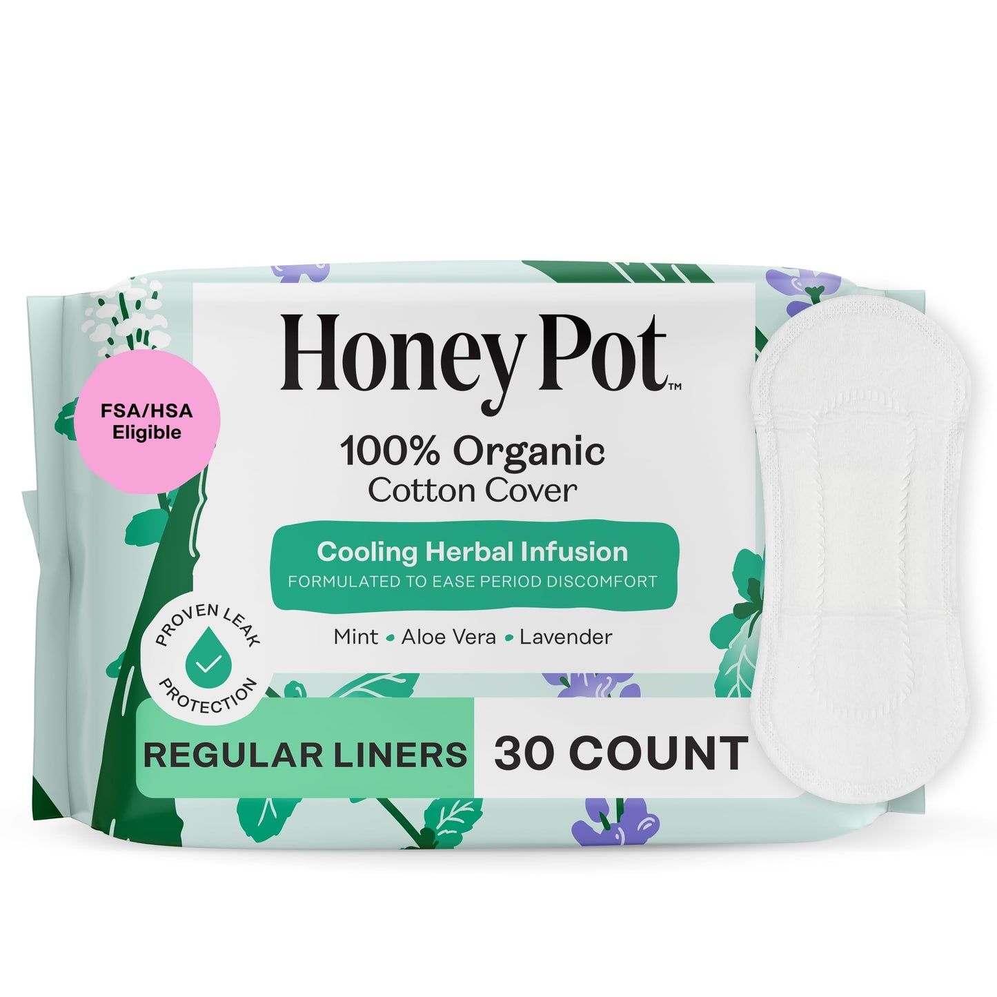 The Honey Pot Company - Everyday Panty Liners for Women - Herbal Infused w/Essential Oils for Cooling Effect & Menstrual Cup - 12 Hour Reusable Protection for Periods - Feminine Care - Size 1