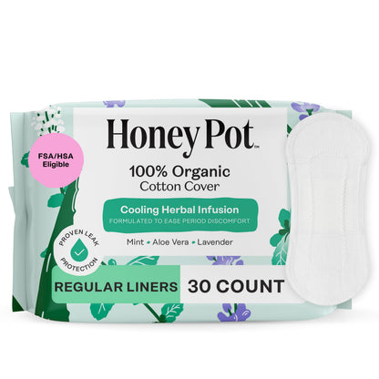 The Honey Pot Company - Everyday Panty Liners for Women - Herbal Infused w/Essential Oils for Cooling Effect & Menstrual Cup - 12 Hour Reusable Protection for Periods - Feminine Care - Size 1