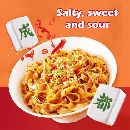 Sweet Spicy Ramen Noodles, Sichuan Specialty Red Chili Oil Wide Noodles, Chinese Chewy Instant Noodle, Non-Fried Knife Shaved Noodles Asian Snacks for Fast Diet (Pack of 4)