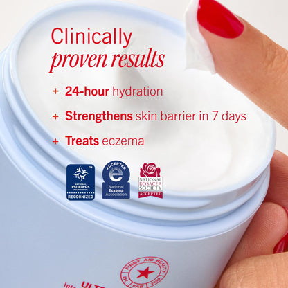 First Aid Beauty - Ultra Repair Cream - Hydrating Face & Body Moisturizer - Whipped Colloidal Oatmeal Clinically Proven to Strengthen Skin Barrier in 7 Days - Helps Relieve Eczema, 6oz Plus 1oz Tube