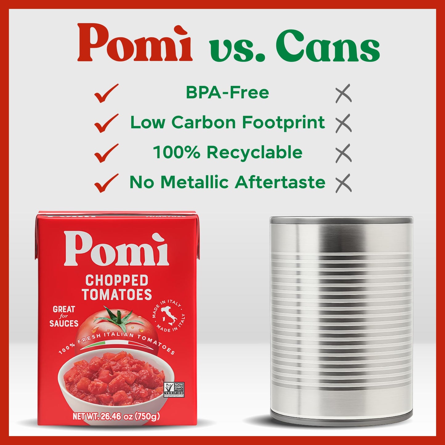 Pomì Chopped Tomatoes 26.46oz (Pack of 12) - Non-GMO, Gluten-Free, BPA-Free - 100% Fresh Italian Tomatoes for Sauces, Pasta & Pizza, Canned Tomatoes Alternative