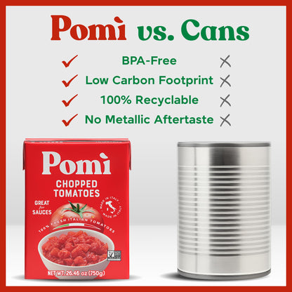 Pomì Chopped Tomatoes 26.46oz (Pack of 12) - Non-GMO, Gluten-Free, BPA-Free - 100% Fresh Italian Tomatoes for Sauces, Pasta & Pizza, Canned Tomatoes Alternative