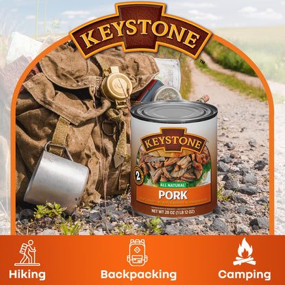KEYSTONE Meats All Natural Canned Beef, Chicken & Pork Pack of 3, 28 Oz Long Term Emergency Survival Food Canned Meat | Fully Cooked Ready to Eat