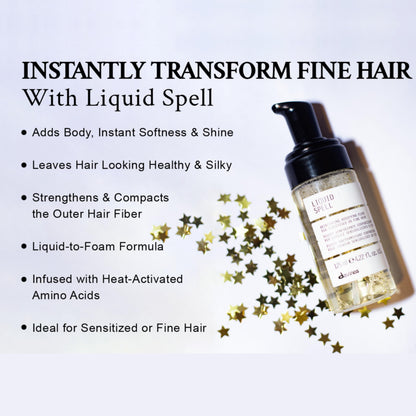 Davines Liquid Spell Reinforcing Bodifying Fluid, Liquid-to-Foam Volumizing Treatment for Fine or Sensitized Hair - Thickens & Strengthens Structure with Heat Protection - Weightless, 4.23 Fl Oz