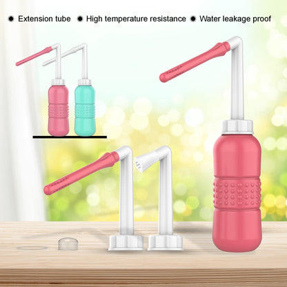 2PCS-Pack 2IN1 Intimate Wash for Women,2 Nozzle（Short+Long）,Portable Bidet Travel Bidets with Waterproof Cap + Storage Bag,Peri Bottle for Postpartum Care (Pink+Green)