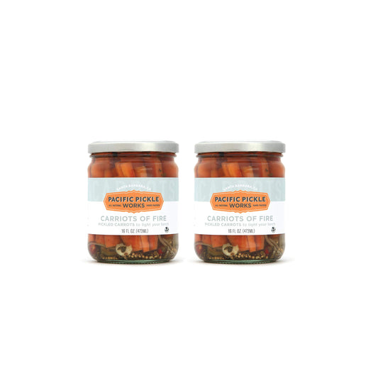 Carriots of Fire - Spicy Pickled Carrot Sticks with Jalapeño - Gourmet Carrots for Snacking - non-GMO, Kosher, Gluten-Free 16 oz (2-pack)