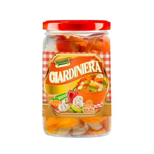 Sanniti Giardiniera | Pickled Mixed Vegetables | Cauliflower, Carrots, Celery, and Peppers | Kosher, 29 oz