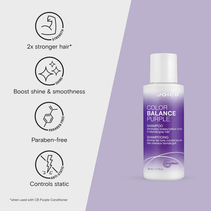 Joico Color Balance Purple Shampoo | For Cool Blonde or Gray Hair | Eliminate Brassy Yellow Tones | Boost Color Vibrancy & Shine | UV Protection | With Rosehip Oil & Green Tea Extract