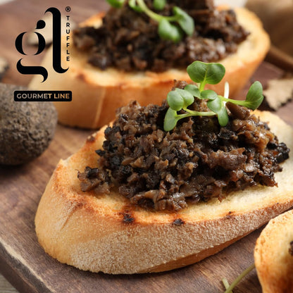 GL Truffle GOURMET LINE Premium Minced Black Truffle Sauce, Larger Size, Salsa Tartufata, Black Truffle Pate, Truffle Zest, An Indulgent Delight from Italy, 180 gm (6.4 oz)