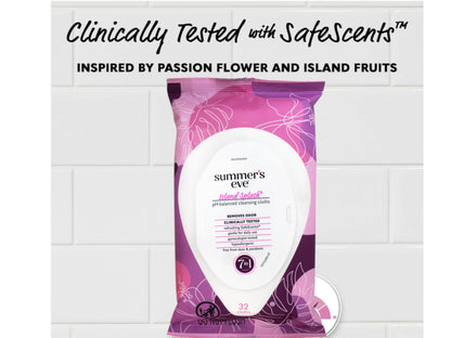 Summer's Eve Island Splash Refreshing Daily Feminine Wipes, Removes Odor, pH Balanced, 32 Count - 2 Pack