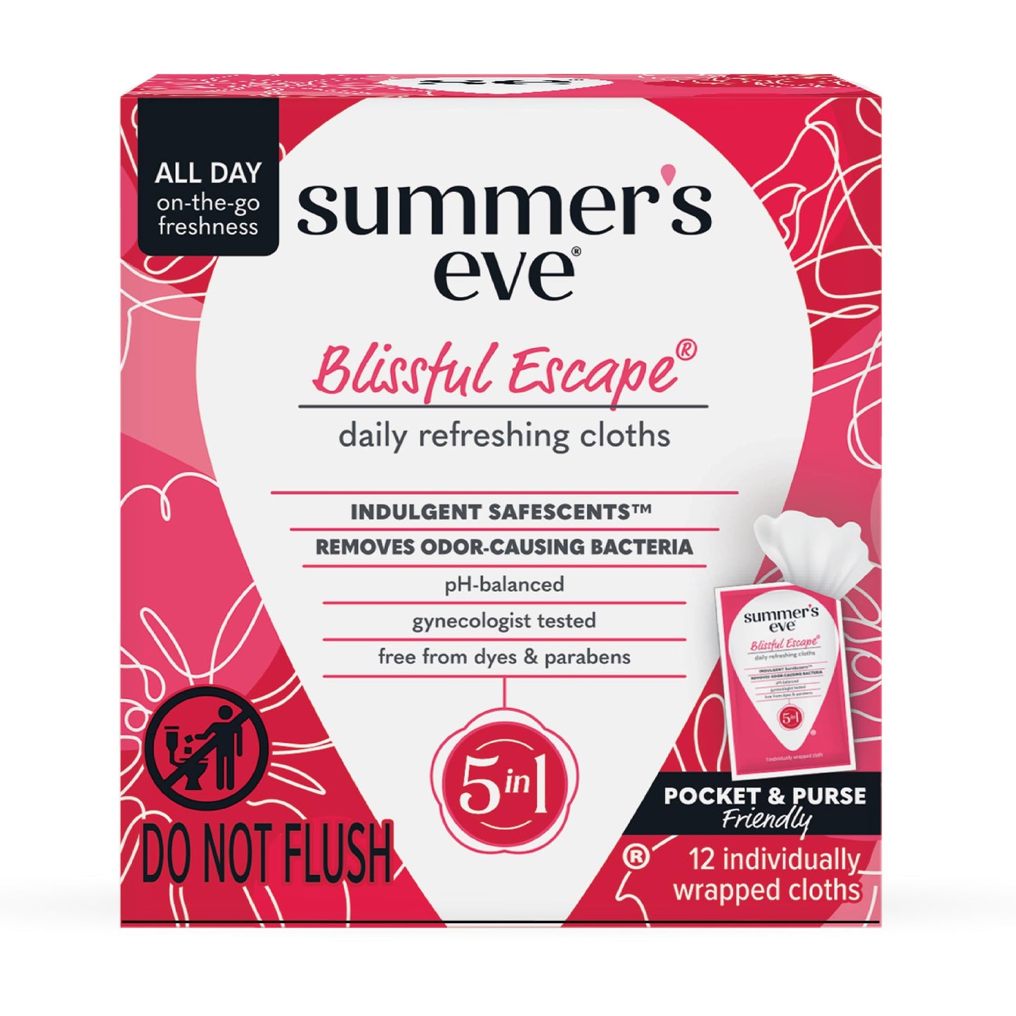 Summer's Eve Blissful Escape Feminine Spray 2 oz and Wipes 12 Count