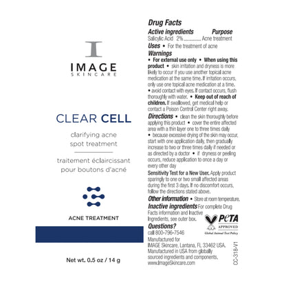 IMAGE Skincare, CLEAR CELL Clarifying Acne Spot Treatment, with Salicylic Acid, Targets Existing Acne Blemishes while Preventing New Blemishes from Forming, 0.5 oz
