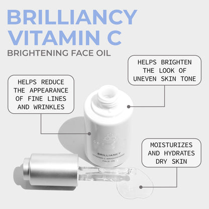 COSMEDIX Brilliancy Vitamin C Brightening Face Oil for Women & Men - Hydrating Facial Oil for Dark Spots & Uneven Skin Tone - Ultra-Nourishing Facial Skin Care Products, Moisturized & Natural Glow