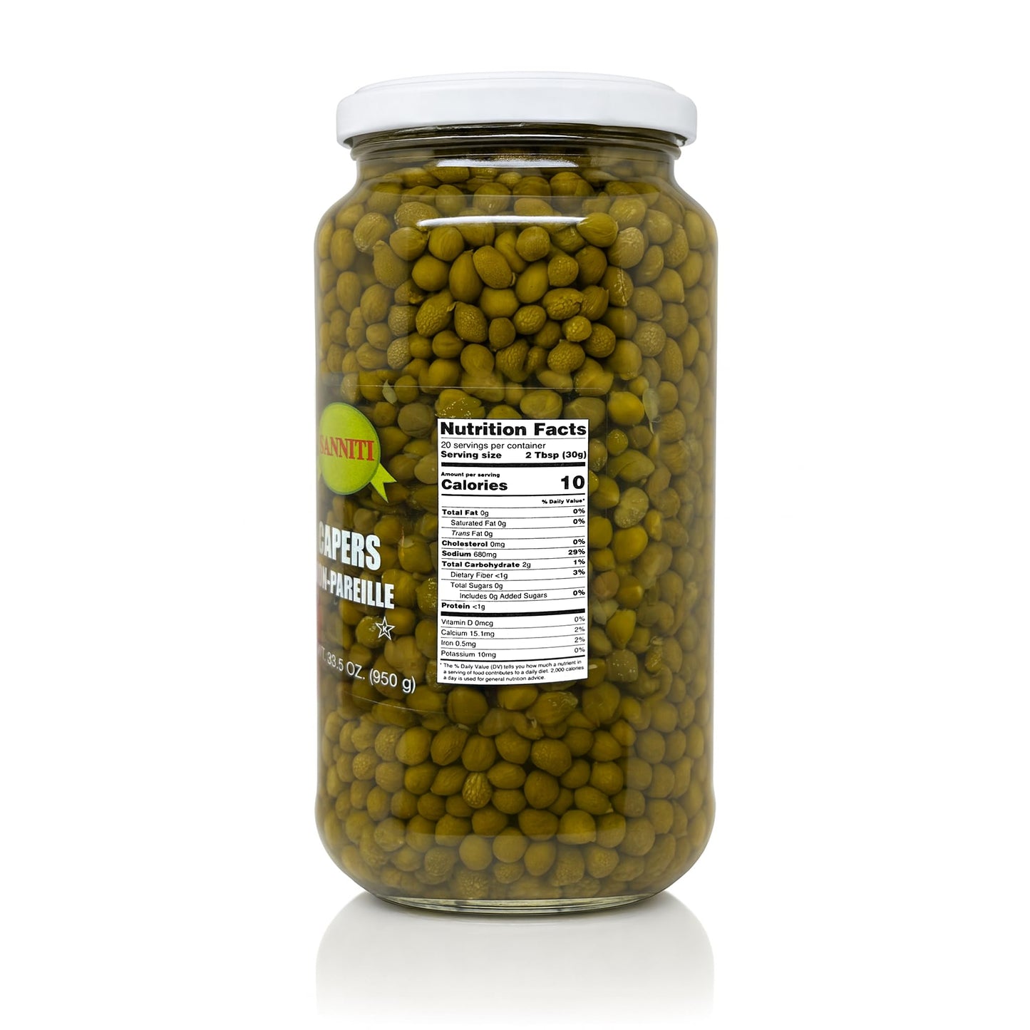 Sanniti Spanish Non Pareil Capers in Vinegar and Salt Brine - 33.5 oz