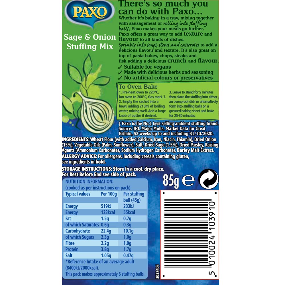 Paxo Sage & Onion Stuffing Mix 85g