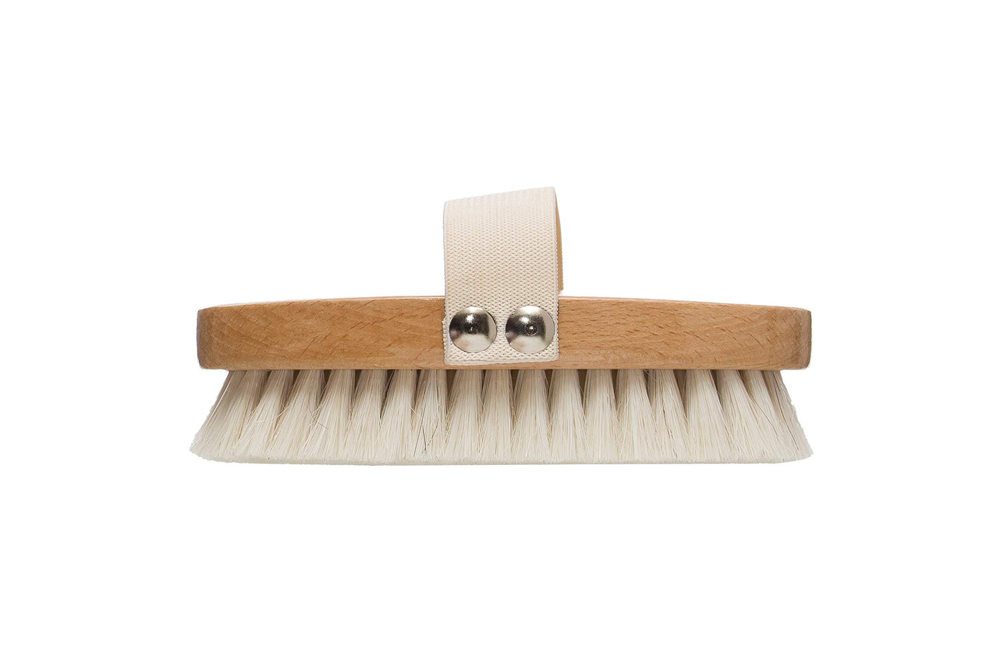Creative Co-Op Beech Wood Bath Brush with Elastic Band & Metal Rivets