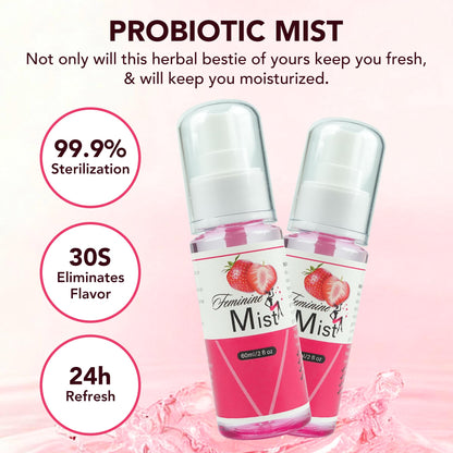 Feminine Mist Feminine Spray with Strawberry Oil and Probiotics, 2 Fl Oz, Natural Feminine Spray for Women, Supports Balance and Freshness