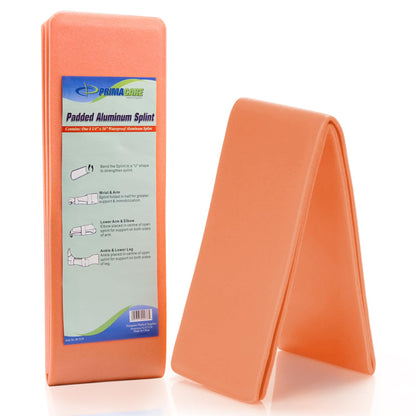 Primacare IS-5236 36" Padded Aluminum Splint for Hands, Legs, Fractured Limbs, Nose, Ankle or Braces, Universal Waterproof Medical Tactical Splints for First Aid and Emergency Support, Orange