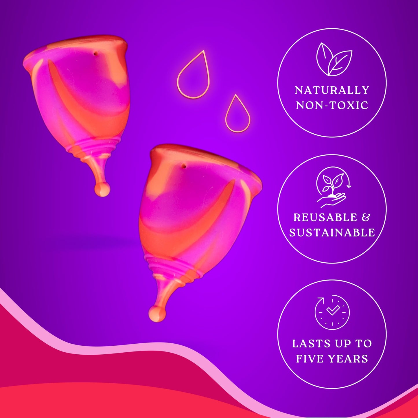 La Cup & Menstrual Disc Pack | Premium Medical Grade Silicone Designs - Menstrual Cups & Disc (Disc Requires No Suction) Fuzzy Peach (Size A)