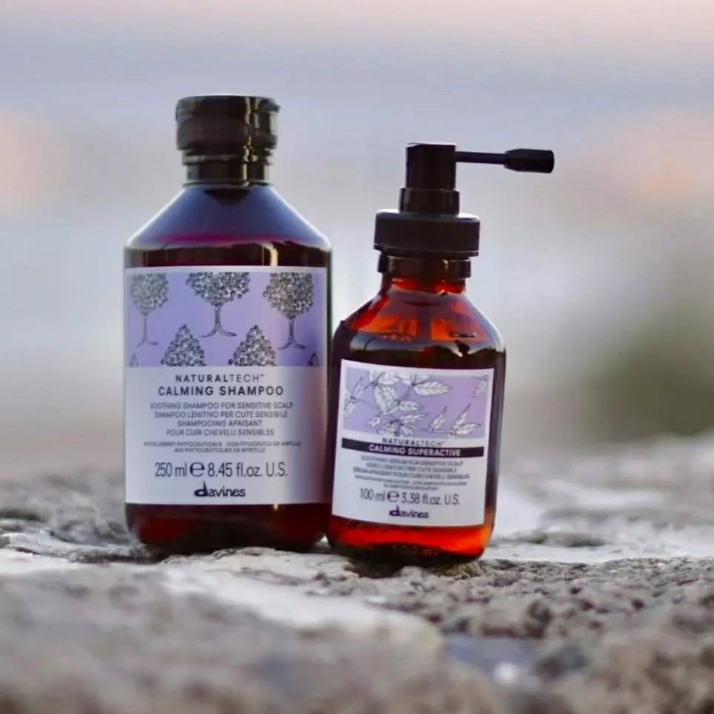 Davines Naturaltech Calming Superactive, Soothing & Relieving for Sensitive Scalp - With Blueberry Phytoceuticals - Leave-In Serum Calms Irritation Instantly, Travel Size, 3.38 Fl Oz