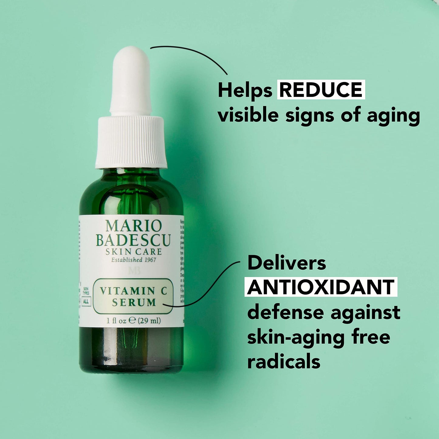Mario Badescu Vitamin C Serum for All Skin Types Lightweight Serum with Vitamin C & Sodium Hyaluronate Visibly Reduces Signs of Aging 1 Fl Oz