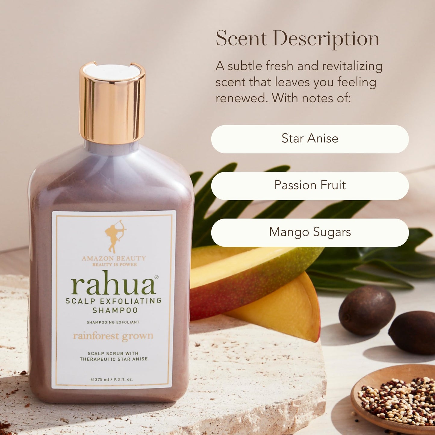 Rahua Scalp Exfoliating Shampoo, Vegan, Gently Cleanses Scalp & Removes Buildup, Botanical Formula with Star Anise, Organic Mango & Passion Fruit, Cruelty-Free, Paraben & Sulfate Free, 9.3 Fl Oz