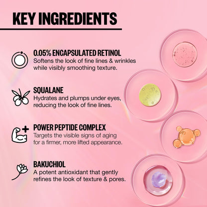 PEACE OUT Retinol Eye Jelly Stick, Under Eye Treatment for Hydration, Fine Lines & Wrinkles, with Encapsulated Retinol, Peptides & Squalane for Smoother Looking Under Eyes, 0.14 oz