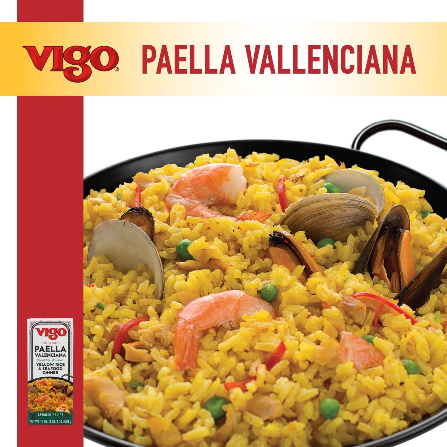 Vigo Authentic Paella Valenciana, Yellow Rice & Seafood Dinner, Spanish Recipe (Yellow Rice & Seafood Dinner, 19 Ounce (Pack of 6))