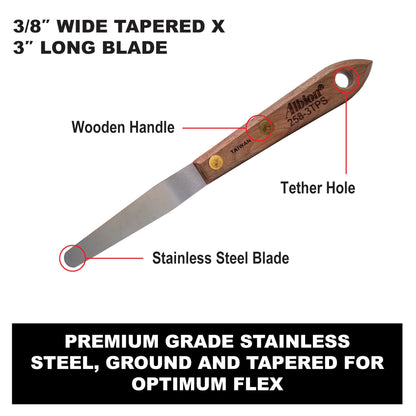 Albion Engineering Company 258-3TPS Classic Tapered Spatula, Stainless Steel, Hardwood Handle, 3/8" Wide Tapered Tip x 3" Long Blade