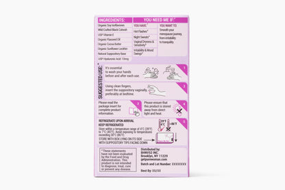 PURE WOMAN - Pause-Me-Not Suppositories - Menopausal Symptom Relief - Natural Ingredients - Relieves Hot Flashes & Vaginal Dryness - Promotes Stable Mood - Enhanced Vaginal Relief - 10 Pk