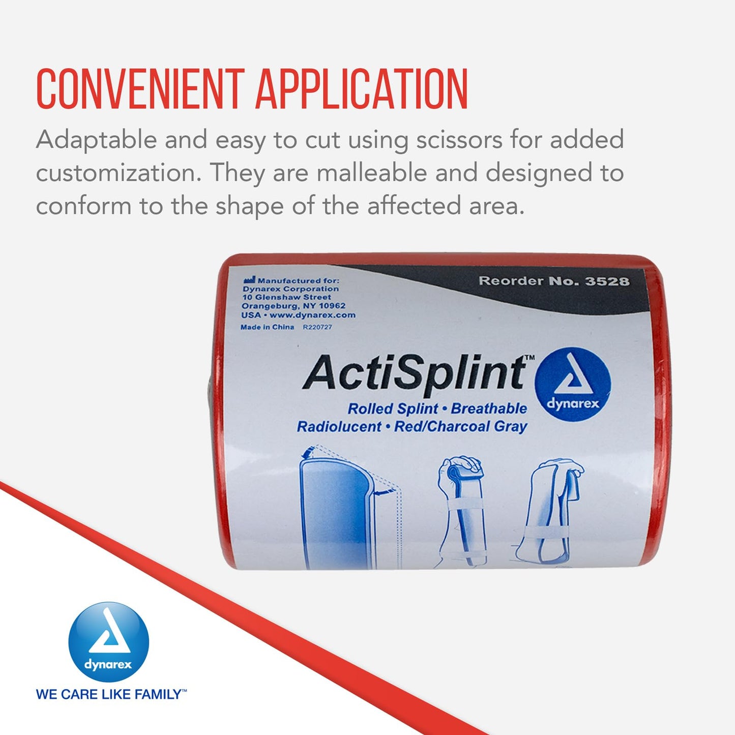 Dynarex Multipurpose ActiSplints - Reusable Waterproof First Aid Splints for Emergency Medical Supplies & Sports Medical Kit - 4¼" × 36" Rolled Splint, 1 Roll
