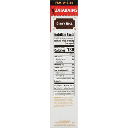 Zatarain's Rice Mix, Dirty Rice, Family Size, Gluten Free, No MSG Added, Long Grain White Rice, Onions and Bell Peppers with Cajun Seasonings, Made with Real Vegetables, 12 oz