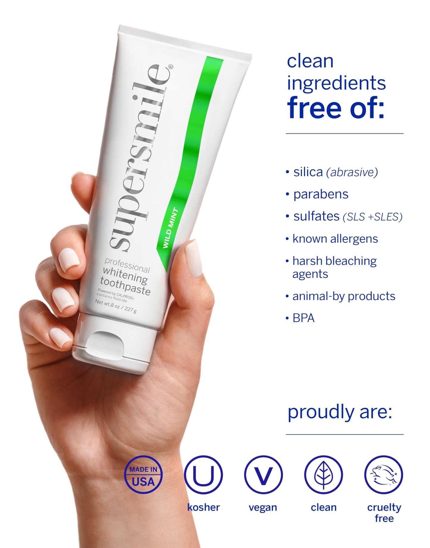 Supersmile Whitening Toothpaste - Wild Mint Flavor - Pack of 2-8oz Tubes
