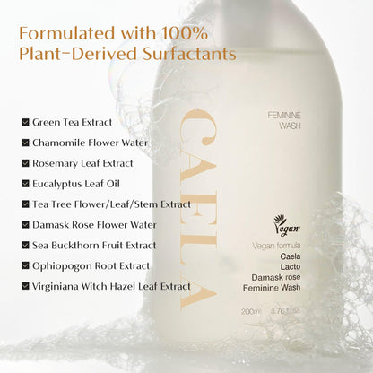 CAELA Feminine Wash, pH Balanced Foaming Cleanser with Triple Lactobacillus Ferment Complex – Gentle Daily Intimate Care for Women, Sea Buckthorn & Damask Rose, Sulfate-Free, 5.07 Fl Oz
