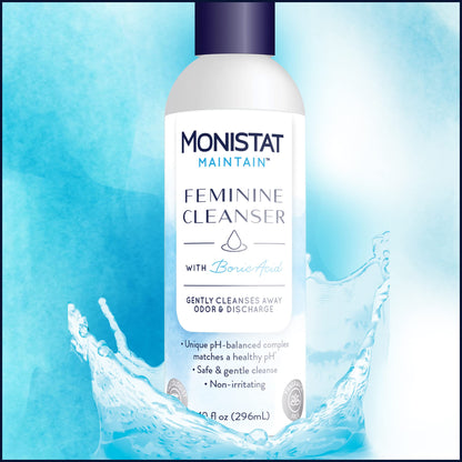Monistat Boric Acid Feminine Wash, Fragrance-Free Intimate Wash for Women with Gentle pH-Balanced Formula, 10 Fl Oz